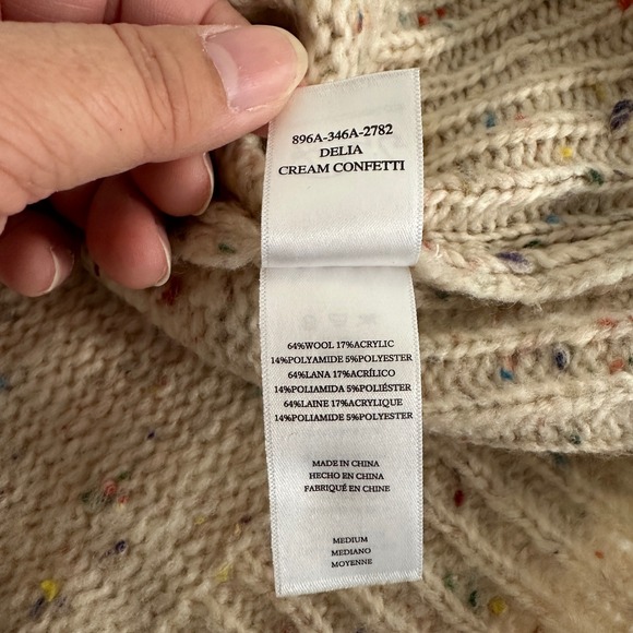 Rails Delia Cream Confetti Knit Sweater Crew Neck Wool Blend Womens Medium - Picture 6 of 8